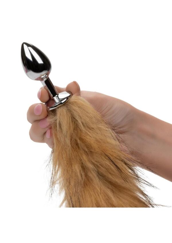 Running Wild Faux Fur Tail and Metallic Anal Plug - Brown - Image 4