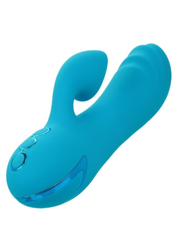 California Dreaming Sunset Beach Seducer Rechargeable Silicone Dual Vibrator - Blue - Image 3