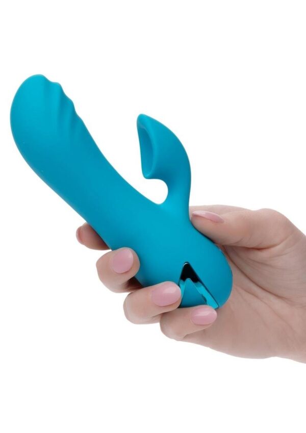 California Dreaming Sunset Beach Seducer Rechargeable Silicone Dual Vibrator - Blue - Image 4