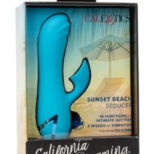California Dreaming Sunset Beach Seducer Rechargeable Silicone Dual Vibrator - Blue