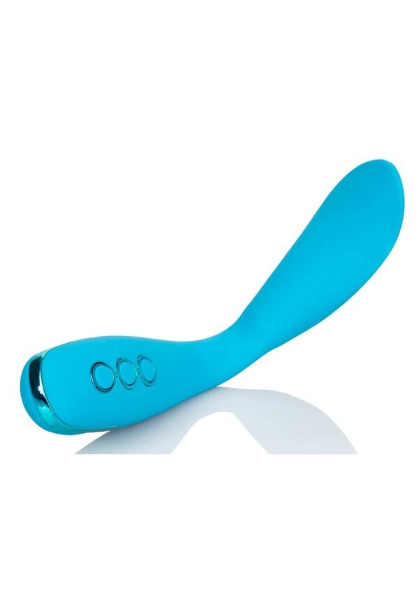 California Dreaming Palm Springs Pleaser Rechargeable Silicone Contoured Vibrator - Blue - Image 2