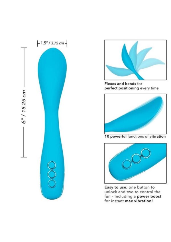 California Dreaming Palm Springs Pleaser Rechargeable Silicone Contoured Vibrator - Blue - Image 4