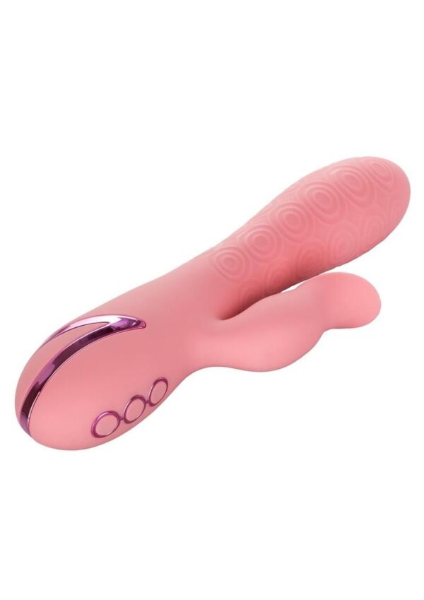 California Dreaming Pasadena Player Rechargeable Rotating Silicone Rabbit Vibrator - Pink - Image 3