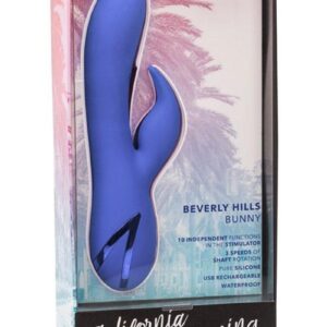 California Dreaming Beverly Hills Bunny Silicone Rabbit Vibrator - Blue