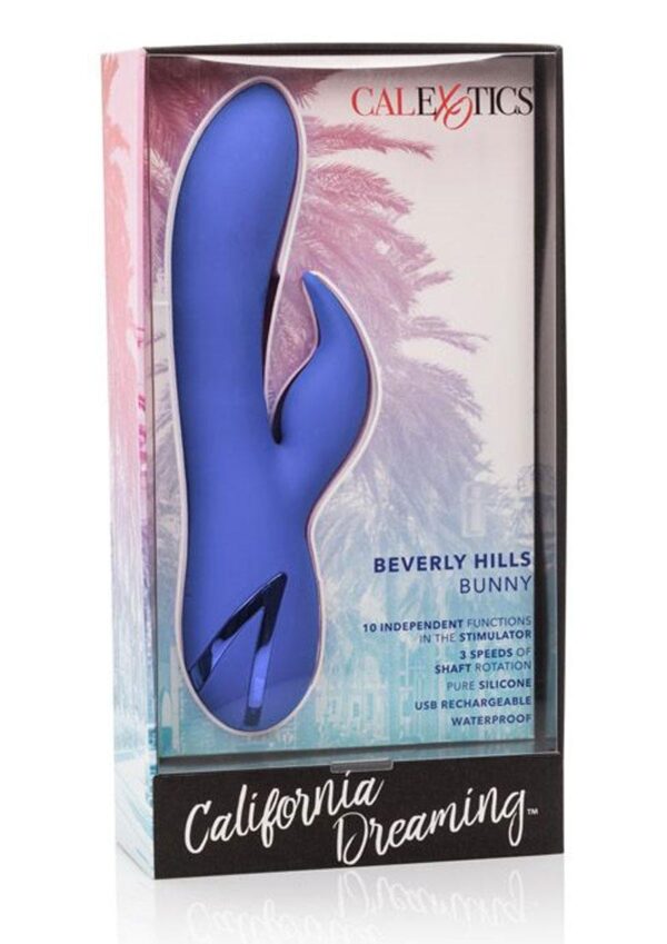 California Dreaming Beverly Hills Bunny Silicone Rabbit Vibrator - Blue