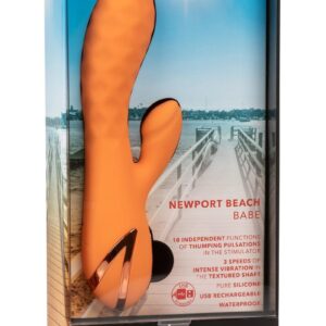 California Dreaming Newport Beach Babe Rechargeable Silicone Thumping Rabbit Vibrator - Orange