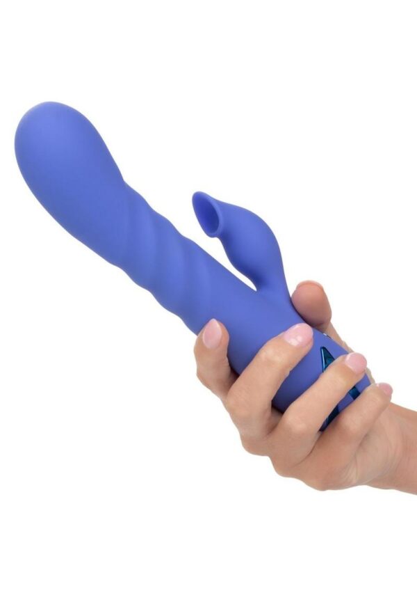 California Dreaming L.A. Love Rechargeable Silicone Vibrator with Clitoral Stimulator - Blue - Image 4