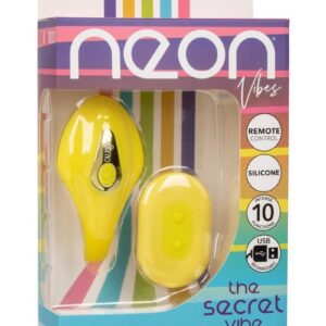 Neon Vibes The Secret Vibe Rechargeable Silicone Vibrator with Remote Control - Yellow