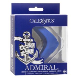 Admiral Liquid Rechargeable Silicone Vibrating Perineum Massager and Cock Ring - Blue
