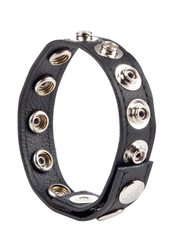 COLT Leather C/B Strap Adjustable 8 Snap Cock Ring - Black - Image 2