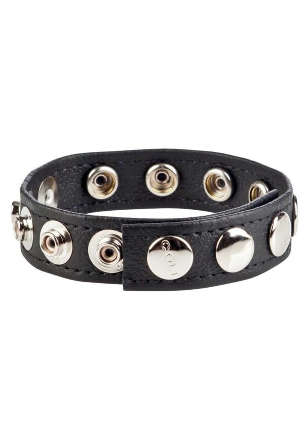 COLT Leather C/B Strap Adjustable 8 Snap Cock Ring - Black - Image 3