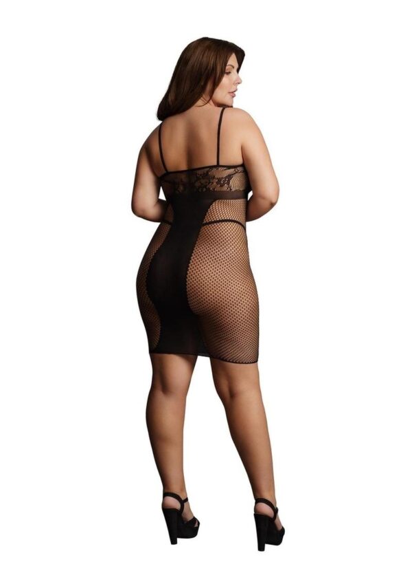 Le Desir Knee-Length Lace and Fishnet Dress - Queen - Black - Image 3