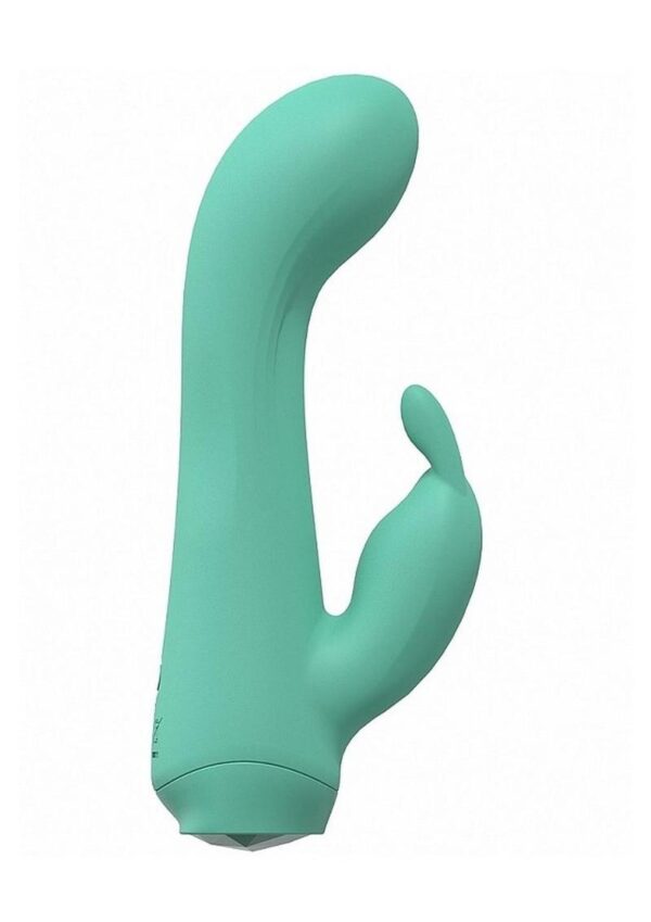 Loveline Enchanted Rechargeable Silicone Dual Motor Rabbit Vibrator - Green - Image 3