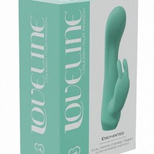 Loveline Enchanted Rechargeable Silicone Dual Motor Rabbit Vibrator - Green