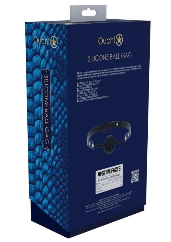 Ouch! Florence Collection Silicone Ball Gag - Blue - Image 4