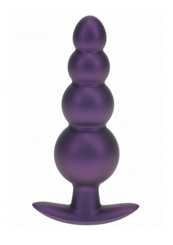 Ouch! Beaded Anal Plug Silicone - Metallic Purple - Image 2