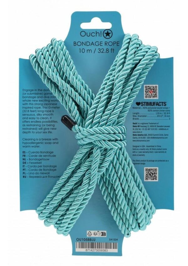 Ouch Bondage Rope 10 Meter Nylon - Blue - Image 2