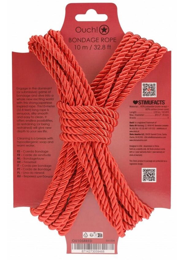 Ouch Bondage Rope 10 Meter Nylon - Red - Image 2