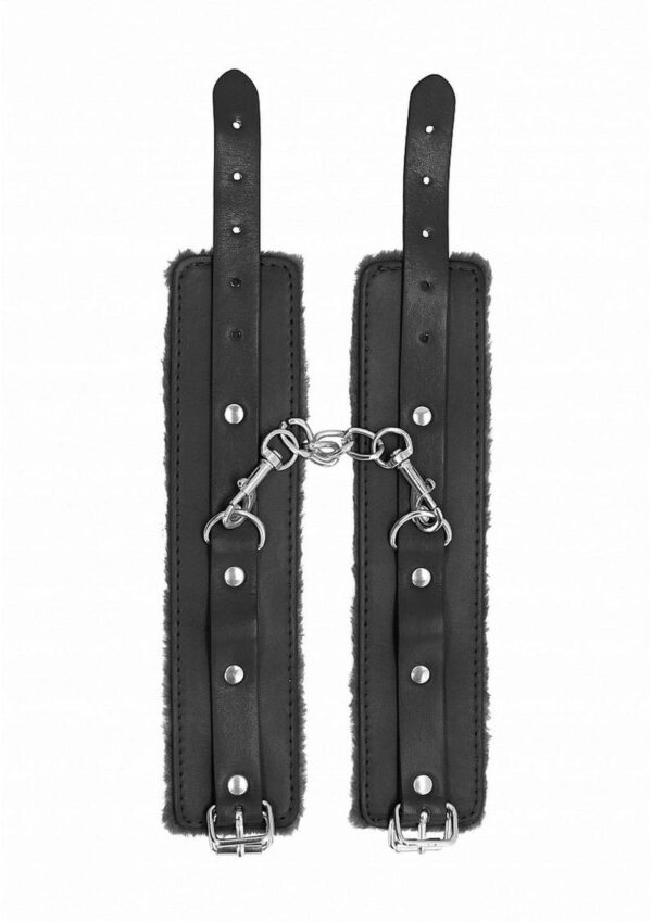 Ouch! Plush Leather Wrist Cuff - Black - Image 3