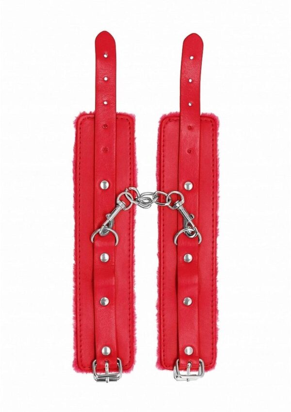 Ouch! Plush Leather Wrist Cuff - Red - Image 3