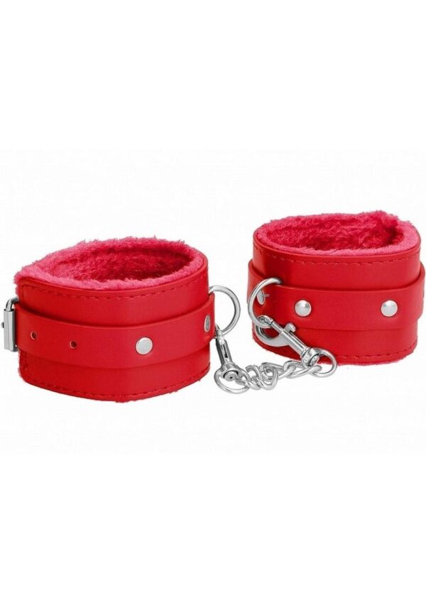 Ouch! Plush Leather Ankle Cuff - Red - Image 2