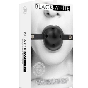 Ouch! Breathable Ball Gag with Bonded Leather Straps - Black