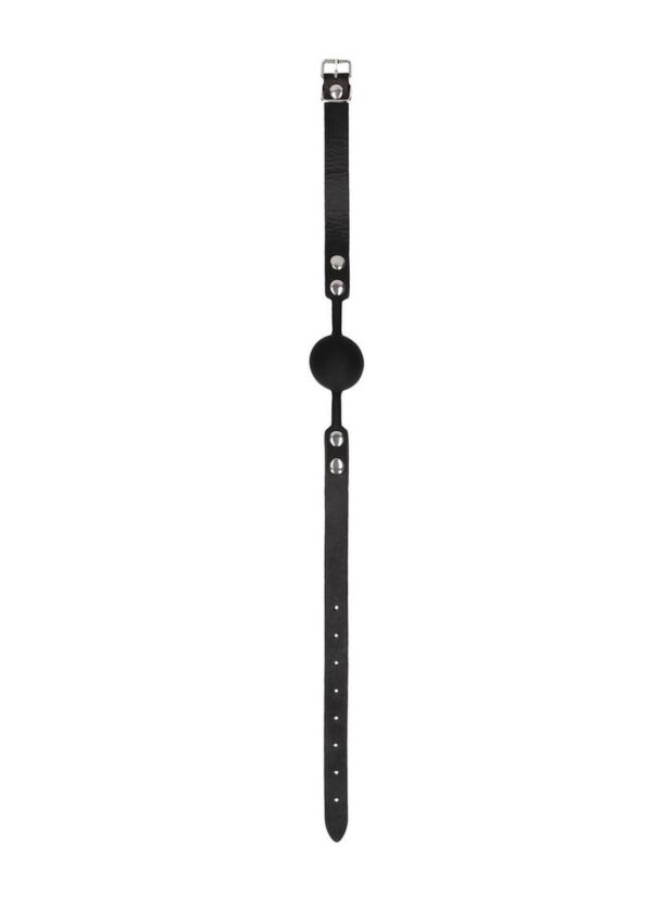 Ouch! Silicone Ball Gag with Adjustable Bonded Leather Straps - Black - Image 3
