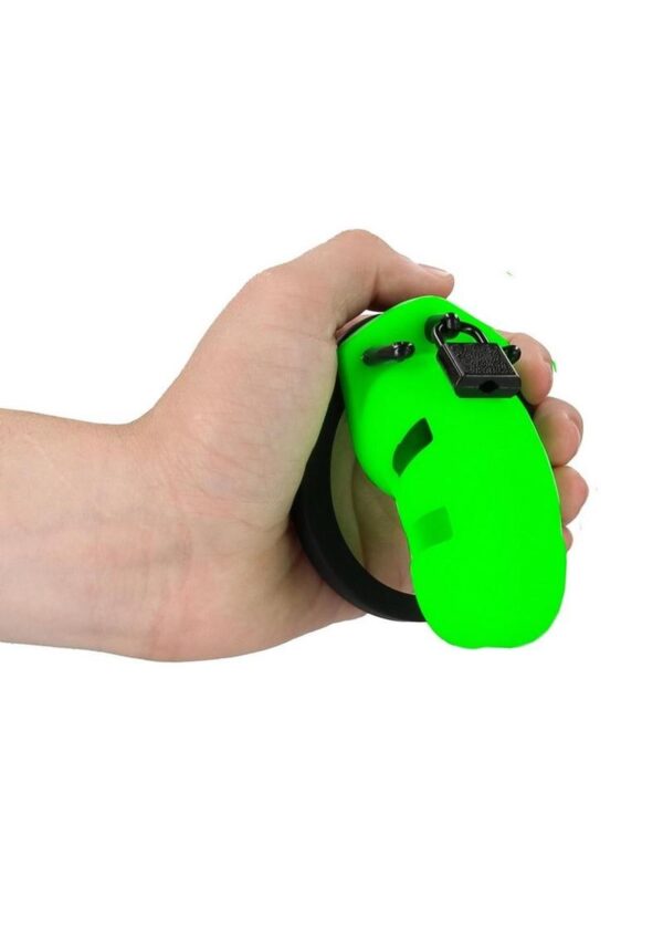 Ouch Model 20 Silicone Cock Cage 3.5in Glow in the Dark - Green - Image 3
