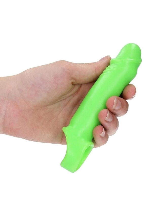 Ouch! Smooth Strechy Penis Sleeve Glow in the Dark - Green - Image 3