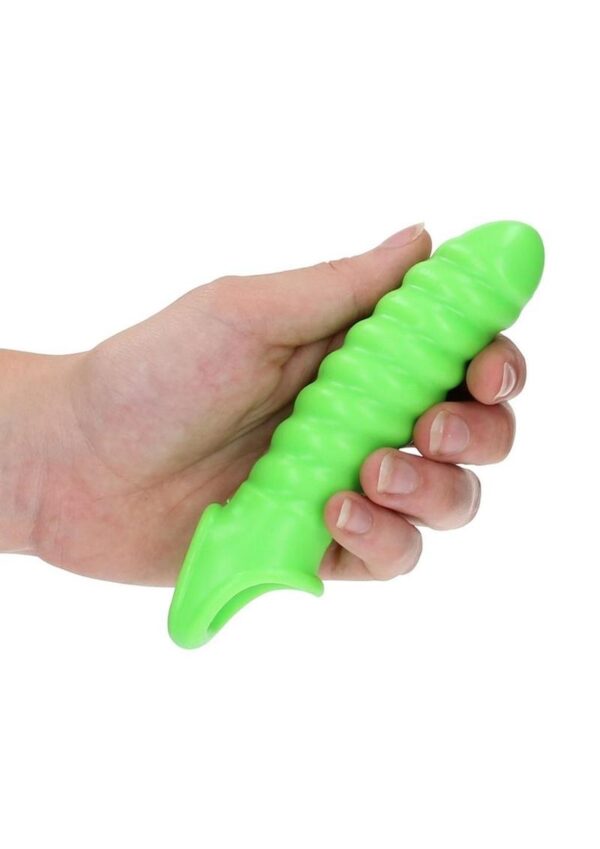 Ouch! Swirl Strechy Penis Sleeve Glow in the Dark - Green - Image 3