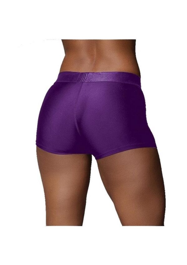 Ouch! Vibrating Strap-On Boxer with Rechargeable Bullet - M/L - Purple - Image 3