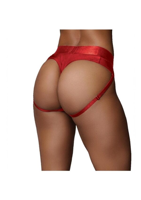 Ouch! Vibrating Strap-On Thong with Rechargeable Bullet - M/L - Red - Image 3