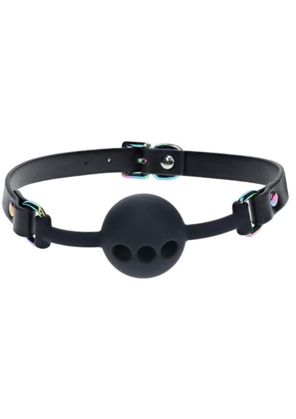 Ouch! Venice Collection Silicone Ball Gag - Black - Image 2