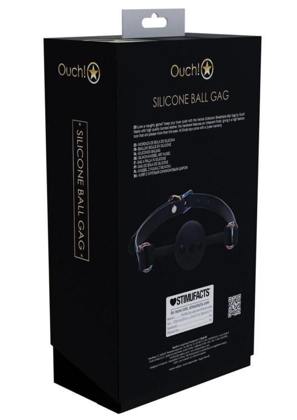 Ouch! Venice Collection Silicone Ball Gag - Black - Image 4