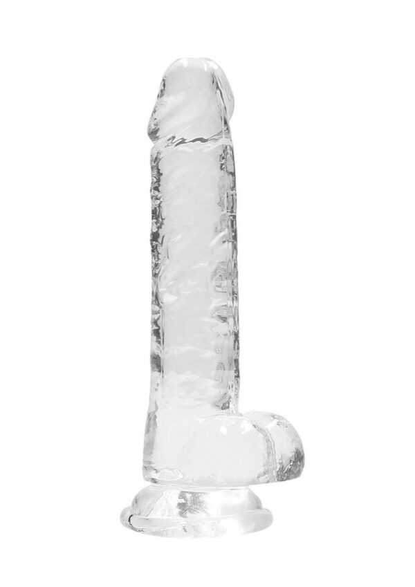 RealRock Crystal Clear Dildo with Balls 7in - Clear - Image 2