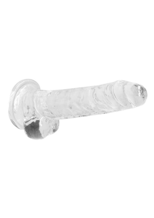 RealRock Crystal Clear Dildo with Balls 7in - Clear - Image 3