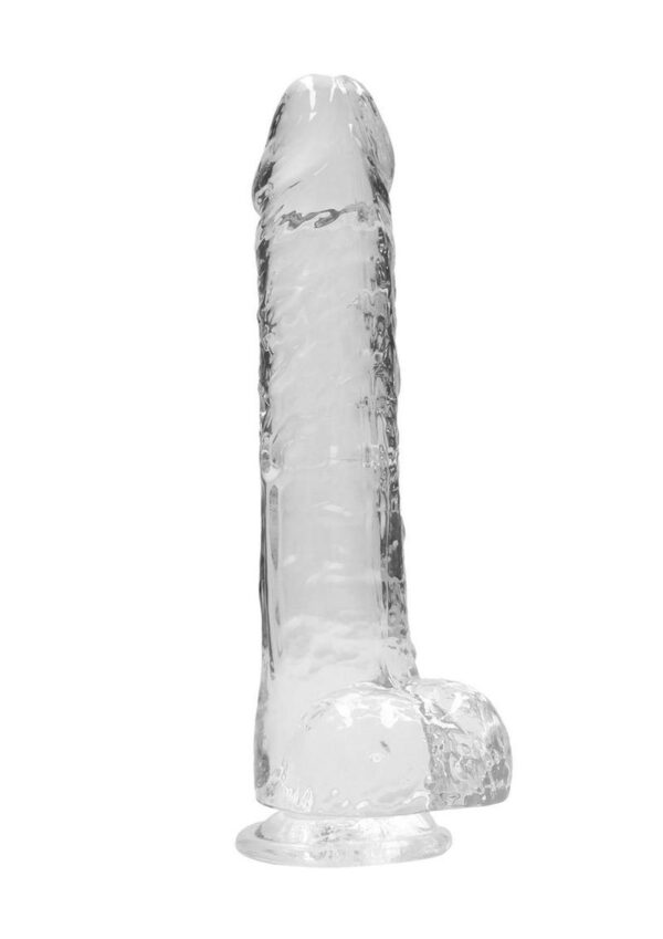 RealRock Crystal Clear Dildo with Balls 9in - Clear - Image 2