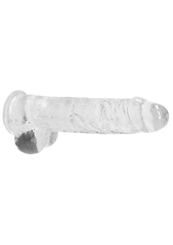 RealRock Crystal Clear Dildo with Balls 9in - Clear - Image 3