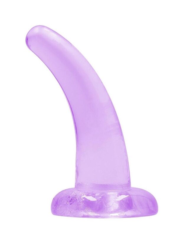 RealRock Crystal Clear Non Realistic Dildo with Suction Cup 4.7in - Purple - Image 2