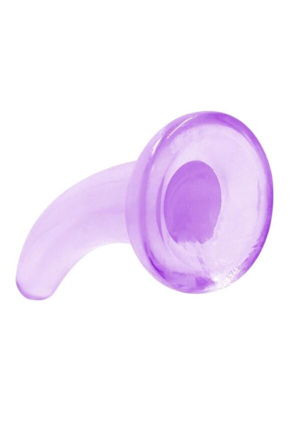 RealRock Crystal Clear Non Realistic Dildo with Suction Cup 4.7in - Purple - Image 3