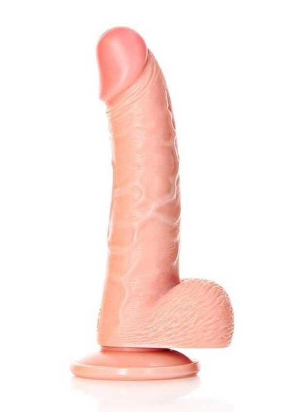RealRock Curved Realistic Dildo with Balls and Suction Cup 6in - Vanilla - Image 3