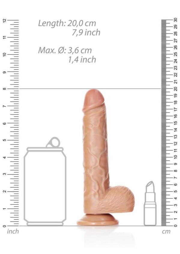 RealRock Straight Realistic Dildo with Balls and Suction Cup 7in - Caramel - Image 4