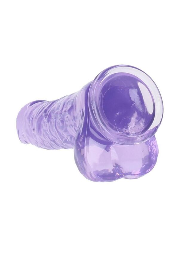 RealRock Crystal Clear Realistic Dildo with Balls 10in - Purple - Image 3