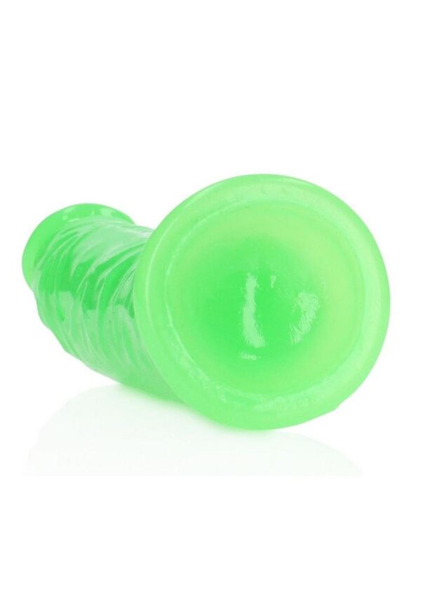 RealRock Slim Glow in the Dark Dildo with Suction Cup 6in - Green - Image 3