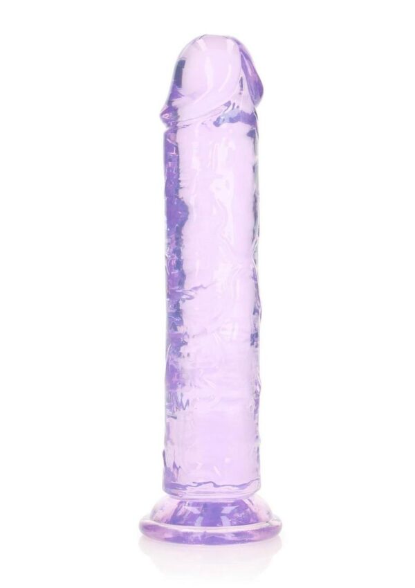 RealRock Crystal Clear Straight Dildo 8in - Purple - Image 2