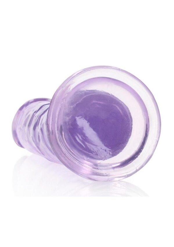 RealRock Crystal Clear Straight Dildo 8in - Purple - Image 3