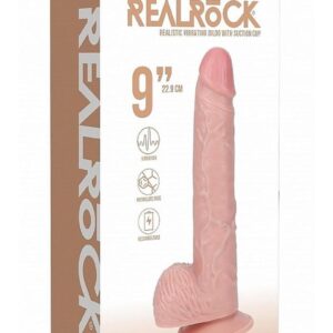 RealRock Vibrating Cock with Balls 9in - Vanilla