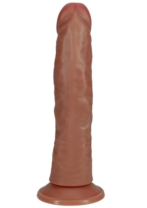 RealRock Vibrating and Rotating Cock Regular Curved 8in - Caramel - Image 4