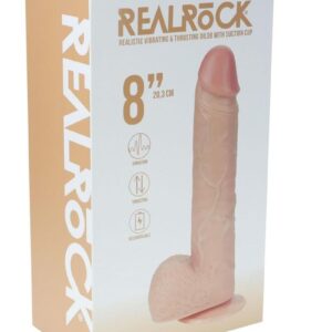 RealRock Vibrating and Thrusting Cock with Balls 8in - Vanilla