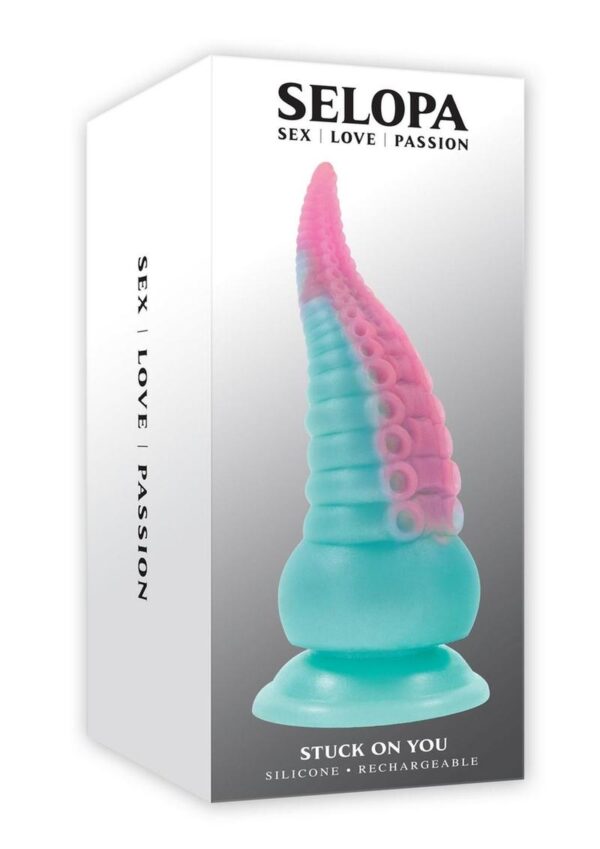 Selopa Stuck on You Rechargeable Silicone Dildo - Pink/Blue